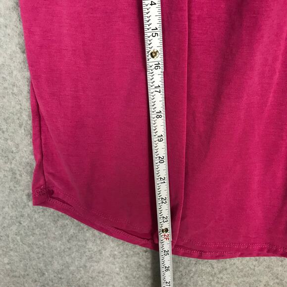 Green Envelope Tank Top Small Pink Halter Ruffle Flowy Soft Stretch Modal Resort - Picture 4 of 10